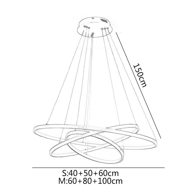 Moderne Pendelleuchte Aluminium Schwarz 3 Ring Hängeleuchte
