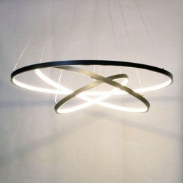 Moderne Pendelleuchte Aluminium Schwarz 3 Ring Hängeleuchte
