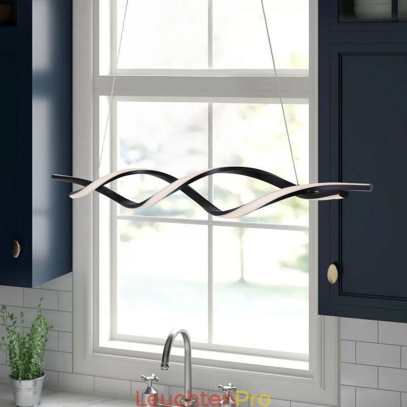 Moderne Pendelleuchte in Wellenform, schwarze Hängelampen