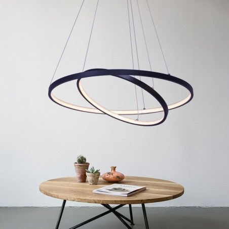 Moderne einfache Pendelleuchte aus Aluminium mit Doppelring-Hängeleuchte Moderne einfache Pendelleuchte aus Aluminium mit Doppelring-Hängeleuchte