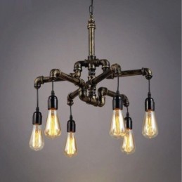 6 Licht Retro Industrielle Vintage Wasser Rohr Anhänger Licht Kronleuchter Land Rustikalen Stil