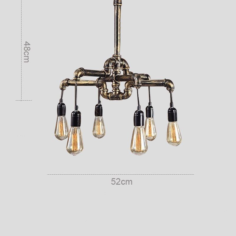 6 Licht Retro Industrielle Vintage Wasser Rohr Anhänger Licht Kronleuchter Land Rustikalen Stil