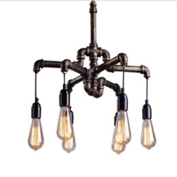 6 Licht Retro Industrielle Vintage Wasser Rohr Anhänger Licht Kronleuchter Land Rustikalen Stil