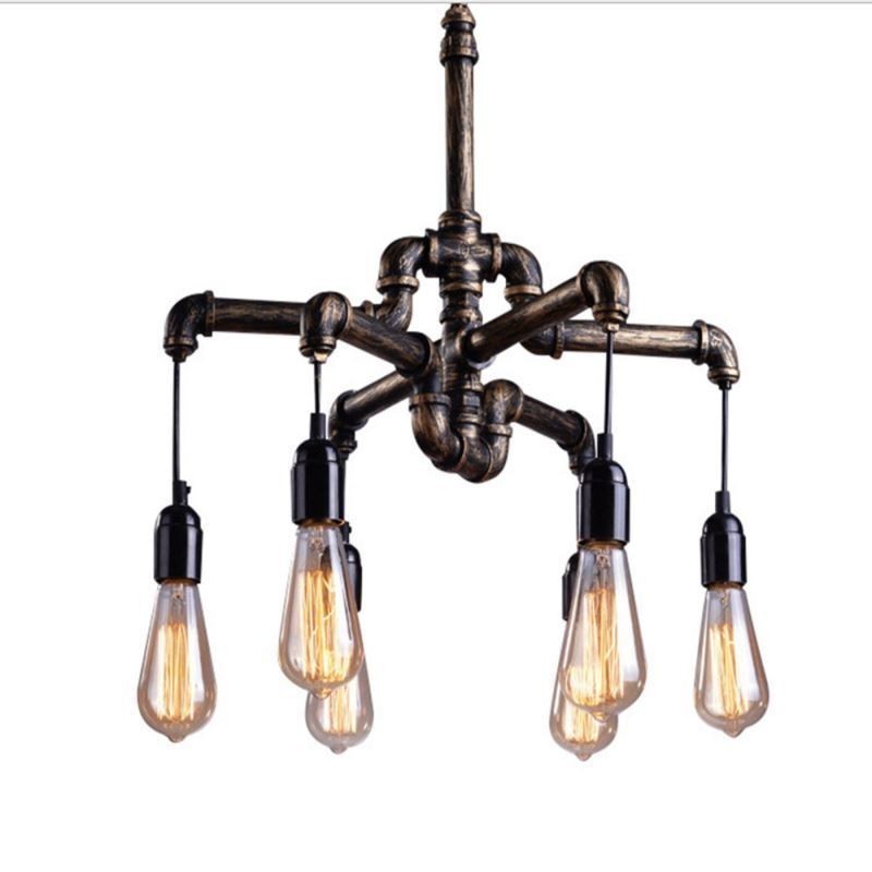 6 Licht Retro Industrielle Vintage Wasser Rohr Anhänger Licht Kronleuchter Land Rustikalen Stil