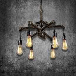6 Licht Retro Industrielle Vintage Wasser Rohr Anhänger Licht Kronleuchter Land Rustikalen Stil