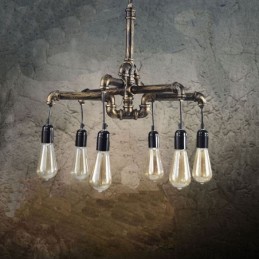 6 Licht Retro Industrielle Vintage Wasser Rohr Anhänger Licht Kronleuchter Land Rustikalen Stil