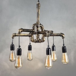 6 Licht Retro Industrielle Vintage Wasser Rohr Anhänger Licht Kronleuchter Land Rustikalen Stil