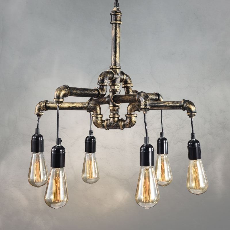6 Licht Retro Industrielle Vintage Wasser Rohr Anhänger Licht Kronleuchter Land Rustikalen Stil