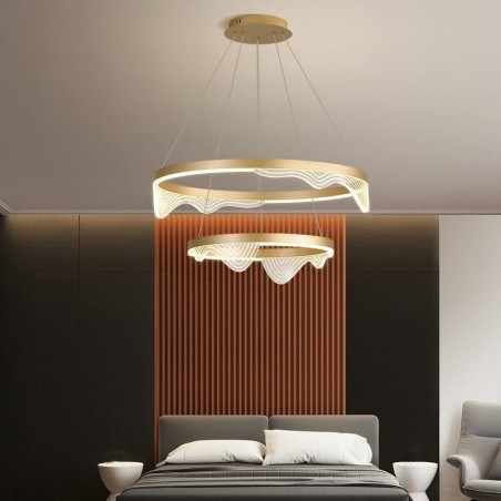 Golden Wave Ripple Pendelleuchte Deckenleuchte 2-flammig Golden Wave Ripple Pendelleuchte Deckenleuchte 2-flammig