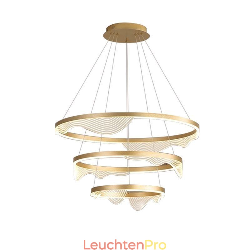 Pendelleuchte Golden Wave Ripple Hängeleuchte 3-flammig