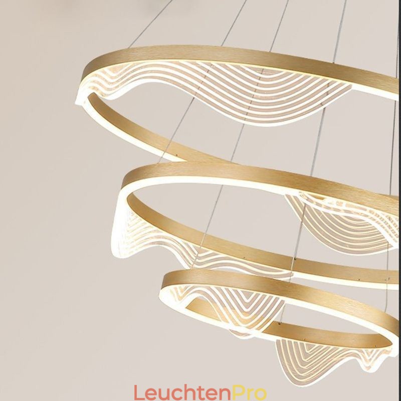 Pendelleuchte Golden Wave Ripple Hängeleuchte 3-flammig