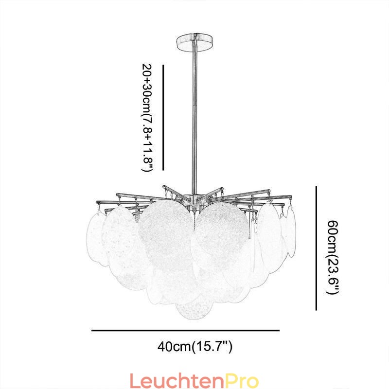 Moderne 6-flammige Hängeleuchte Pendelleuchte mit Glasform