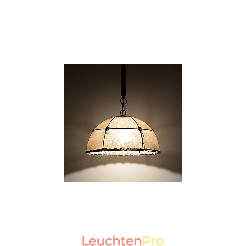 Halbrunde Pendelleuchte mit 1 Leuchte, Vintage-Stil, Industrie-Stil, gelbes Stoff- und Metall-Tropfenlicht