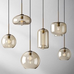 Glas Pendelleuchte Minimalistische Cognac Farbe Dekorative Glasleuchte