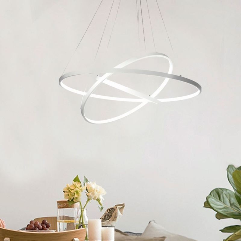 Moderne Pendelleuchte Aluminium Schwarz 3 Ring Hängeleuchte