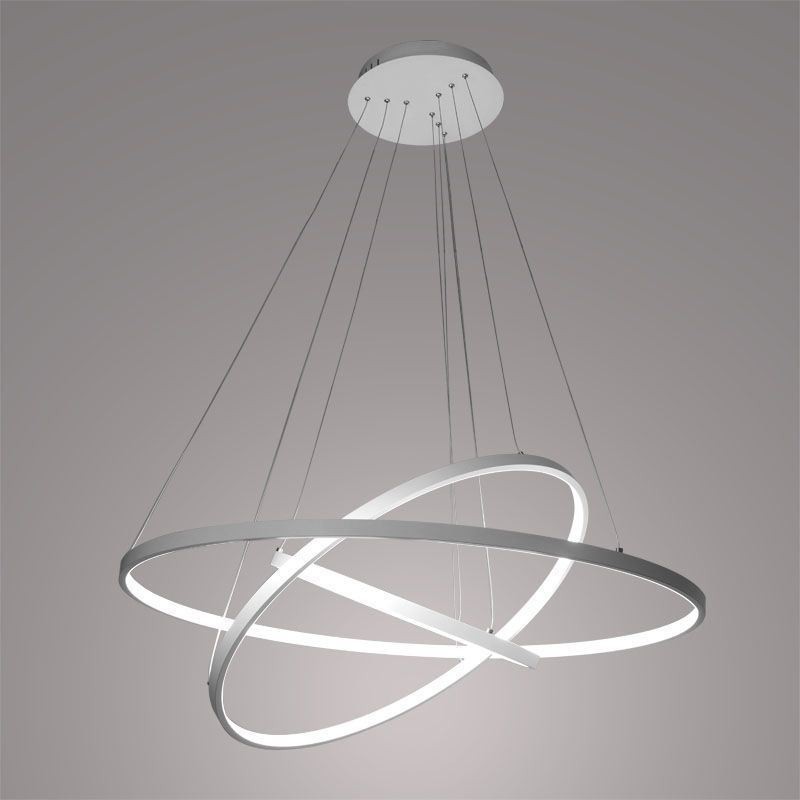Moderne Pendelleuchte Aluminium Schwarz 3 Ring Hängeleuchte