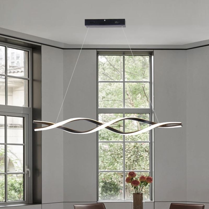 Moderne Pendelleuchte in Wellenform, schwarze Hängelampen