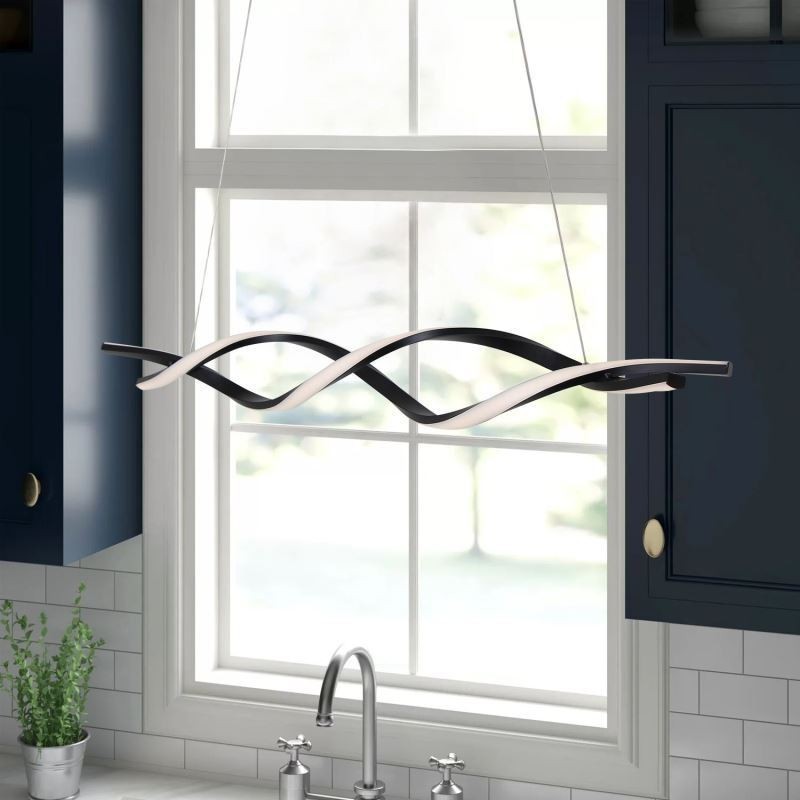 Moderne Pendelleuchte in Wellenform, schwarze Hängelampen