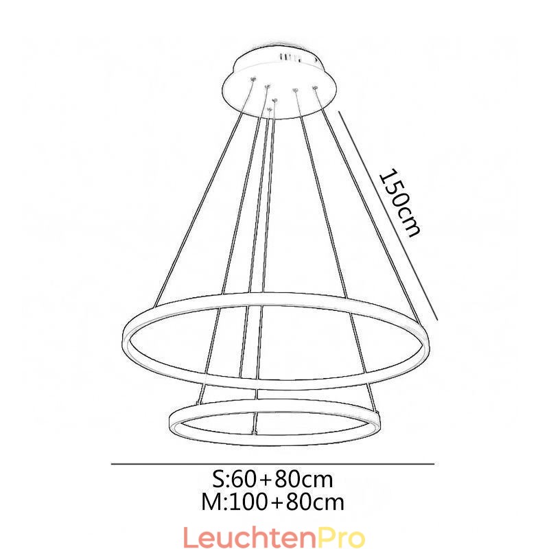 Moderne einfache Pendelleuchte aus Aluminium mit Doppelring-Hängeleuchte
