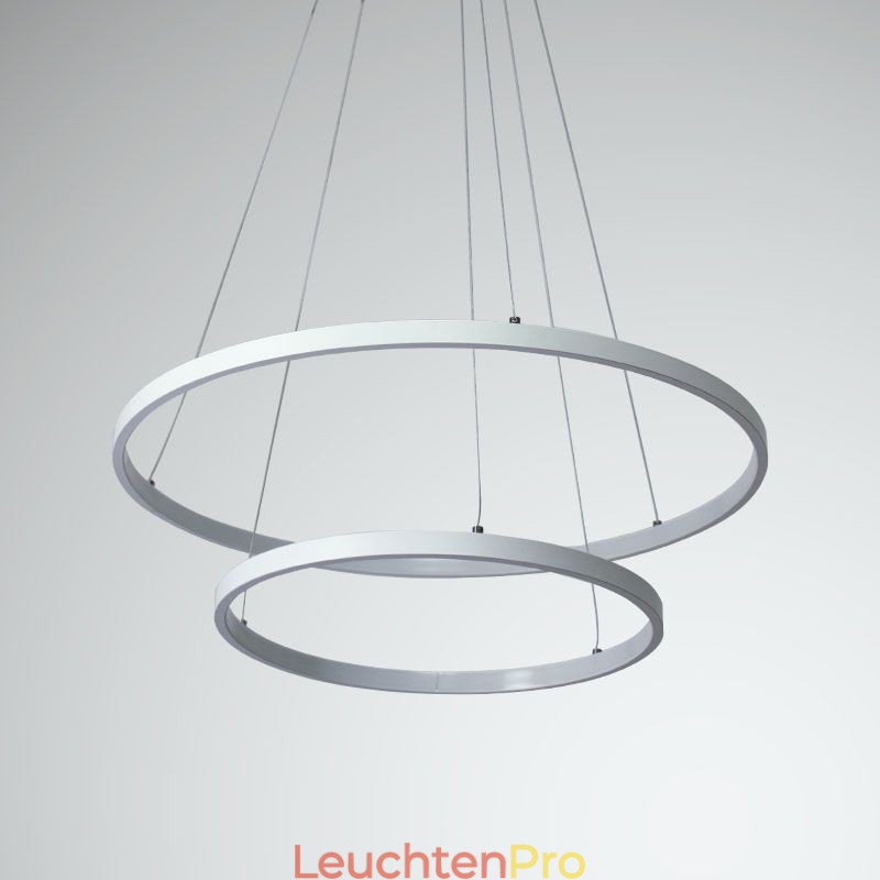 Moderne einfache Pendelleuchte aus Aluminium mit Doppelring-Hängeleuchte