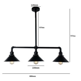 3-Licht Retro Industrielle Vintage Wasser Rohr Anhänger Licht Kronleuchter Land Rustikalen Stil