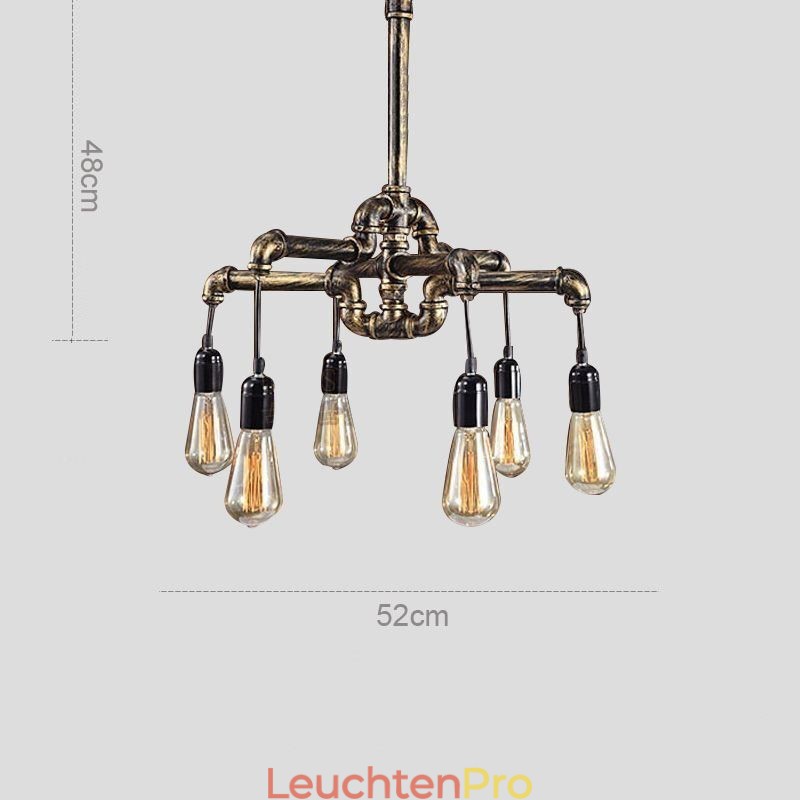 6 Licht Retro Industrielle Vintage Wasser Rohr Anhänger Licht Kronleuchter Land Rustikalen Stil