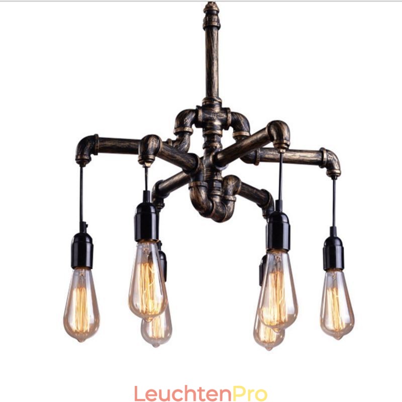 6 Licht Retro Industrielle Vintage Wasser Rohr Anhänger Licht Kronleuchter Land Rustikalen Stil