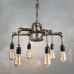 6 Licht Retro Industrielle Vintage Wasser Rohr Anhänger Licht Kronleuchter Land Rustikalen Stil