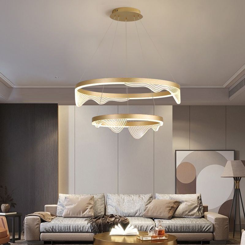 Golden Wave Ripple Pendelleuchte Deckenleuchte 2-flammig