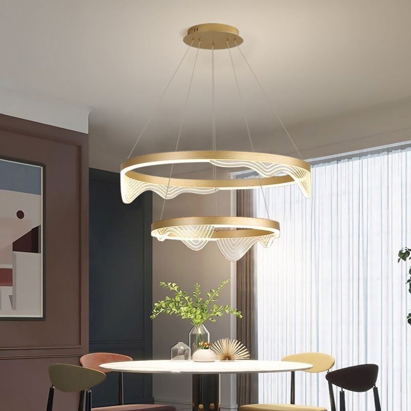 Golden Wave Ripple Pendelleuchte Deckenleuchte 2-flammig