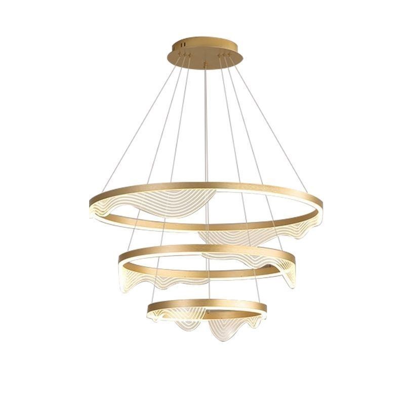 Pendelleuchte Golden Wave Ripple Hängeleuchte 3-flammig