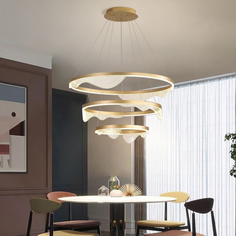 Pendelleuchte Golden Wave Ripple Hängeleuchte 3-flammig