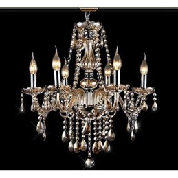 Moderner zeitgenössischer traditioneller klassischer Vintage-Kronleuchter aus galvanisiertem Kristallglas