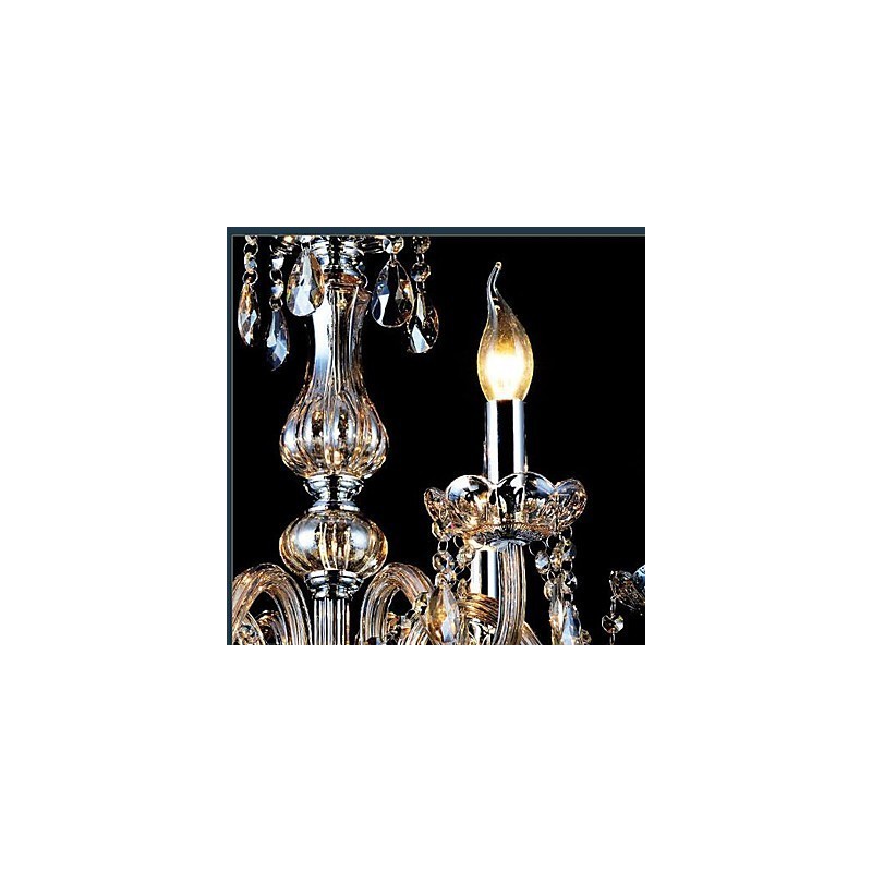 Moderner zeitgenössischer traditioneller klassischer Vintage-Kronleuchter aus galvanisiertem Kristallglas