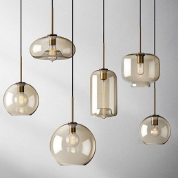 Glas Pendelleuchte Minimalistische Cognac Farbe Dekorative Glasleuchte