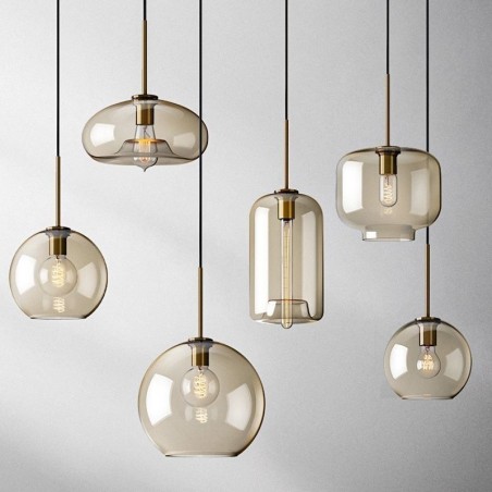 Glas Pendelleuchte Minimalistische Cognac Farbe Dekorative Glasleuchte Glas Pendelleuchte Minimalistische Cognac Farbe Dekorative Glasleuchte
