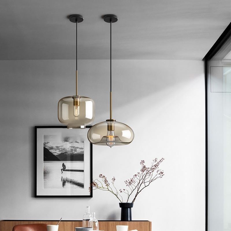 Glas Pendelleuchte Minimalistische Cognac Farbe Dekorative Glasleuchte