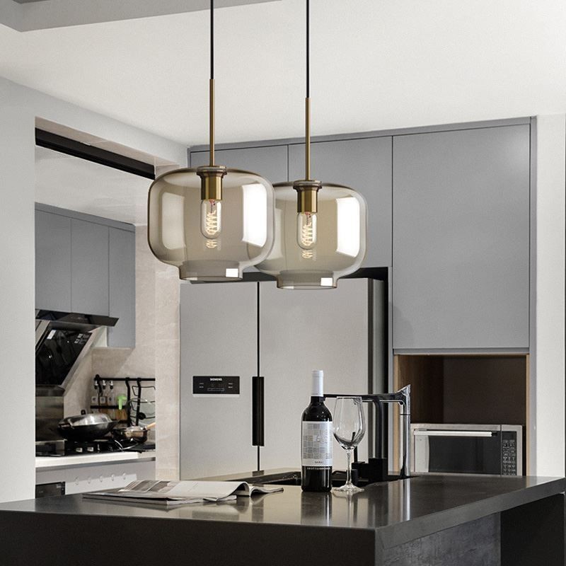 Glas Pendelleuchte Minimalistische Cognac Farbe Dekorative Glasleuchte