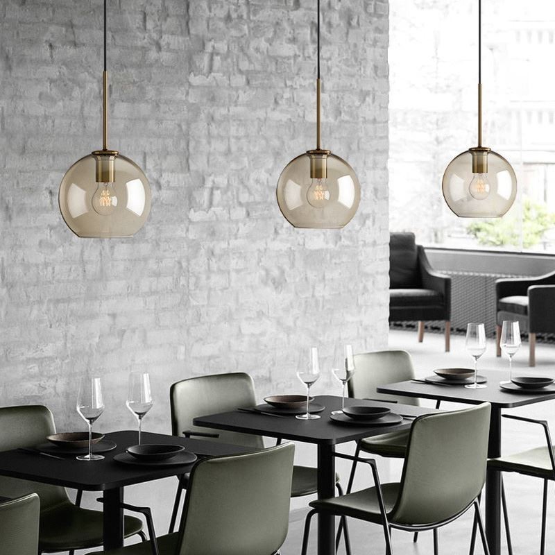 Glas Pendelleuchte Minimalistische Cognac Farbe Dekorative Glasleuchte
