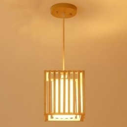 Minimalistische Holzkäfig-Pendelleuchte