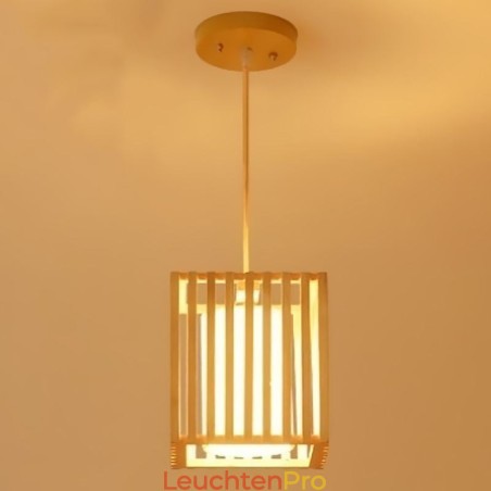 Minimalistische Holzkäfig-Pendelleuchte Minimalistische Holzkäfig-Pendelleuchte