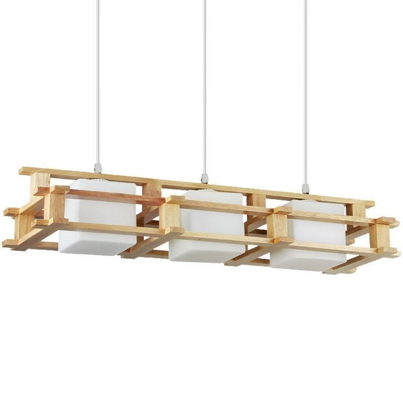 Kreative 3 Lichter Eiche Pendelleuchte Dekorative Holz Deckenleuchte Cafe