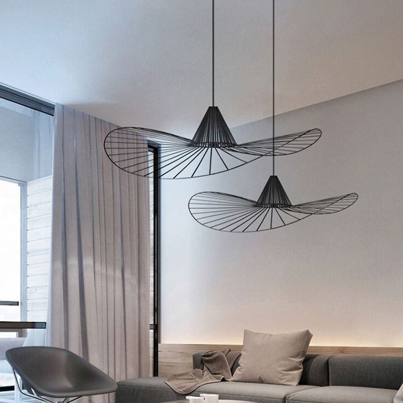 Eisen Pendelleuchte Einfache Strohhut Lampe 1 Licht
