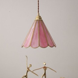 Pendelleuchte aus Glas im japanischen Stil, Retro-Blütenblatt-Leuchte