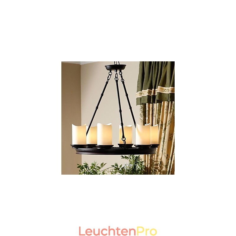 Vintage Kronleuchter 6 Lichter Stahl und Glas