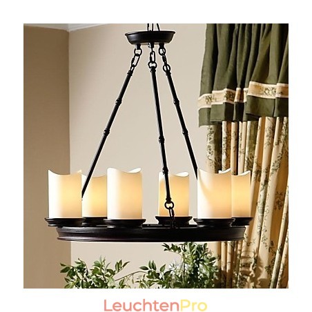 Vintage Kronleuchter 6 Lichter Stahl und Glas Vintage Kronleuchter 6 Lichter Stahl und Glas