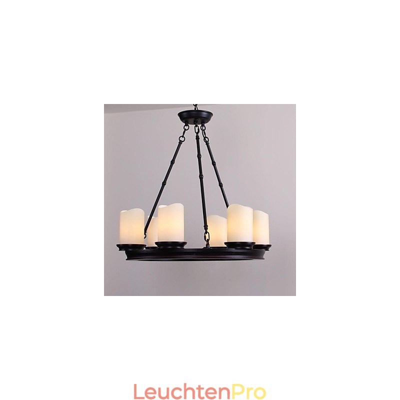 Vintage Kronleuchter 6 Lichter Stahl und Glas