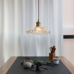 Pendelleuchte aus Glas im japanischen Stil Lotusglas-Pendelleuchte