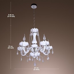 Eleganter Kristall-Kronleuchter mit 5 Lichtern in Weiß