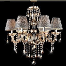 Moderner zeitgenössischer klassischer Vintage-Kronleuchter aus galvanisiertem Kristallglas